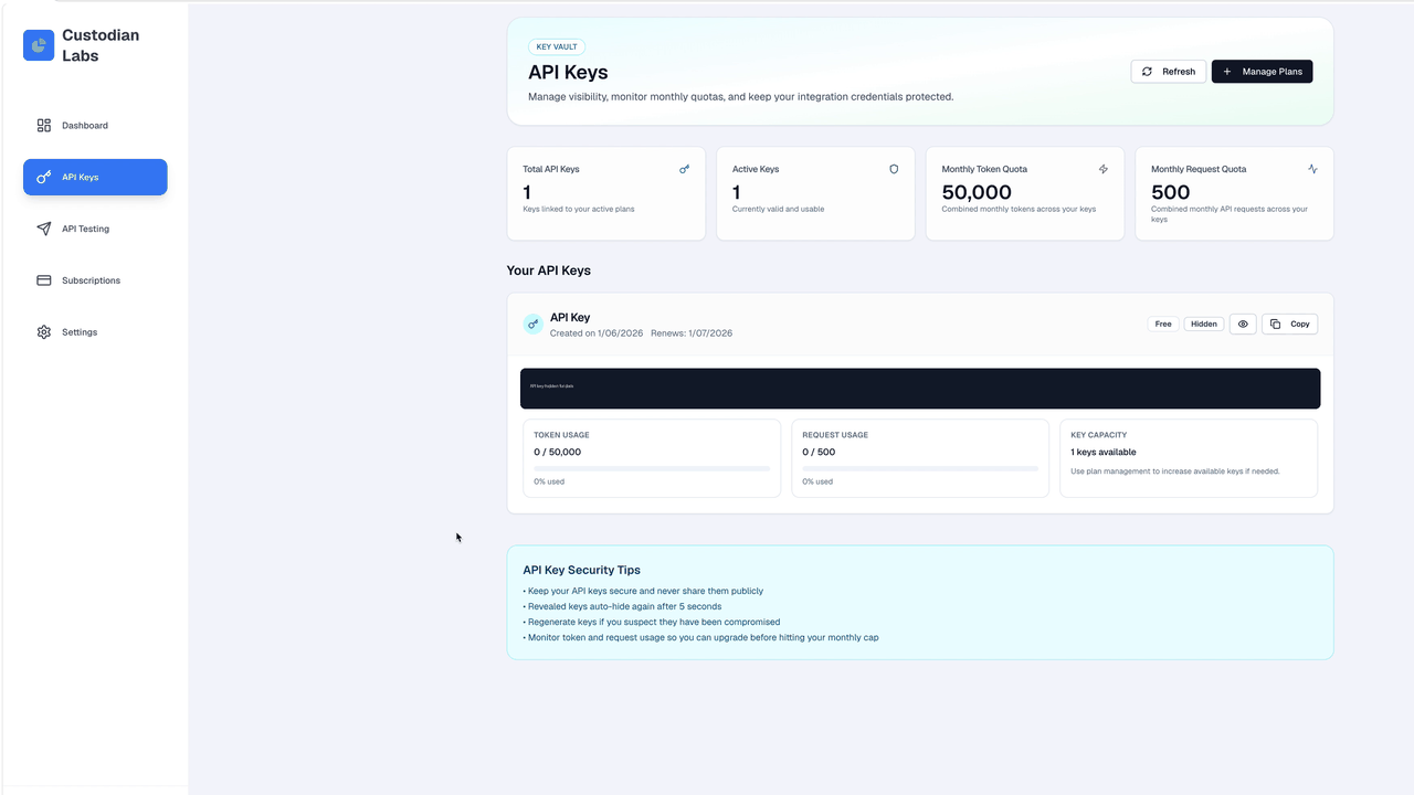 Get your API key demo
